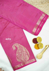 Raaga - Lightweight Semi tussar saree wtih Mango border - Rani pink